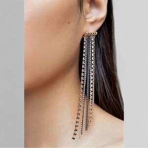 ALLSAINTS-Farrah Chain Earrings-warm brass/black-NWT
